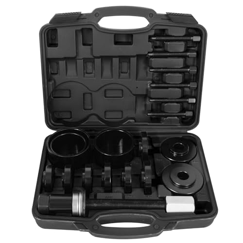 FreeTec 19 TLG. Radlager Werkzeug Set Radlagerwerkzeug Radnabe Abzieher Ausdrücker Montage Demontage Kompatibel mit VW für Audi für Opel für FIAT für BMW für Ford (Schwarz)