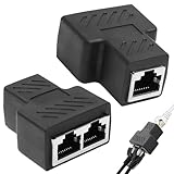 2 Pack LAN Splitter 1 auf 2 ohne Strom, LAN Verteiler 1 auf 2 Gleichzeitig Adapter, Ethernet Splitter Netzwerk Verlängerungen Adapter, RJ45 Netzwerkverteiler für Ethernet CAT 5/6/7/8