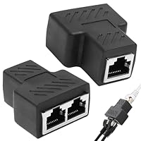 2 Pack LAN Splitter 1 auf 2 ohne Strom, LAN Verteiler 1 auf 2 Gleichzeitig Adapter, Ethernet Splitter Netzwerk Verlängerungen Adapter, RJ45 Netzwerkverteiler für Ethernet CAT 5/6/7/8