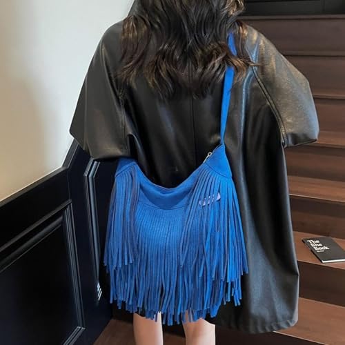 Image of Women Vintage Suede Fringe Hobo Bag Tote Shoulder Bag Crossbody Bag and Hippie Western Cowgirl Purse Shoulder Bag