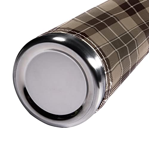 Insulated Water Bottle Stainless Steel Water Bottles Metal Water Bottle, Vintage Brown Lattice Plaid Grid #TOP4