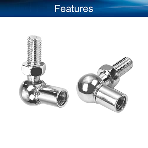 Heyiarbeit 2Pcs Rod End Ball Bearing With Stud, M8 Female Thread 8Mm Round Handle Dia A3 Steel Silver Tone #TOP2