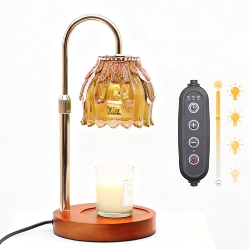Candle Warmer Lamp with Timer and Dimmer 4-Level Dimmable Flower Light Heat Lamp for Jar Candles Adjustable Height Modern Cute Home Decor for Living Room Bedroom and Best Gift for Friends Lover. Gold - image 8