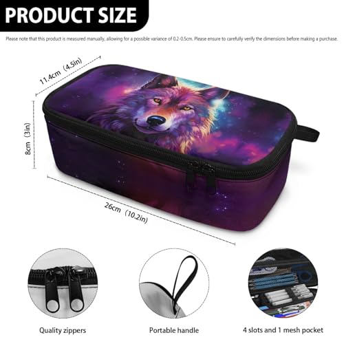 Image of Starry Wolf Pencil Case for Boys Large Capacity Pencil Bag for 3-14 Years Kids Pencil Pouch for 3Rd 4Th Children Pencil Box for Girls Adults Women Make Up Bag for School Supplies