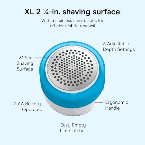 Image of Conair Fabric Shaver Lint Remover | Extra-Large 2.25-in. Shaving Surface, Depills Fabric, for All Fabrics, Blue /White, CLS8L