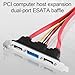 ELFJMZP Dual-Port eSATA Bracket, Desktop SATA to External eSATA Expansion, Middle Molex 4-Pin Power Connector, 2X SATA Cables + Power Cable 45cm, 6Gbps, Fits Standard PCIe Bracket Slot