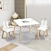 JOYMOR Kids Table and 2 Chairs Set, 3 in 1 Design for Toddler Activity, with Removable Tabletop, Storage Space and White Bunny Ear Chairs, Ideal for Craft and Playroom, Fit for Kids 2 to 5 Years Old