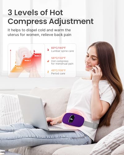 Image of iDOO Heating Pad for Cramps, FSA Eligible Items Only List, Portable Cordless Heating Pad, Electric Waist Belt Device for Cramps Pain, Gifts for Girlfriend Mom Wife Women (Deep Purple)