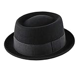 Classic Italy - Chapeau Porkpie Feutre Homme ou Femme Classic Porkpie - Taille 63 cm - noi...