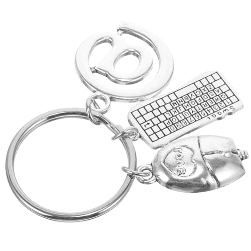 Milisten Llavero Pequeño de Metal Teclado y Ratón, Colgante de Aleación Zinc Portátil para Accesorios de Ordenador, Obsequio Práctico para Entusiastas de Informática y Uso Diario