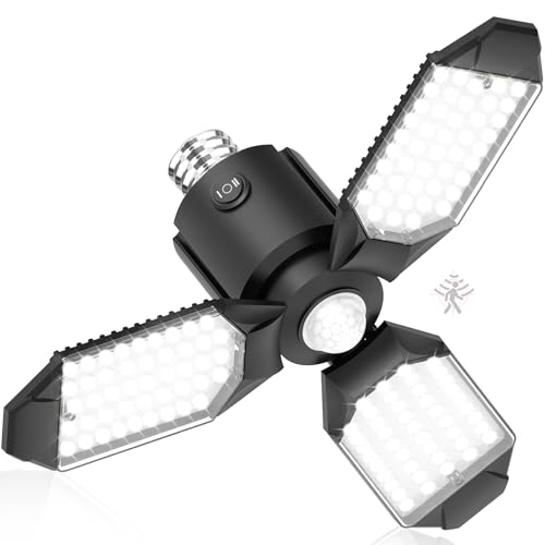 toberich Motion Sensor Garage Light, 8000LM Motion Sensor Shop Light w/ 3 Switch Modes, 6500K Indoor Motion Activated Light Bulb for Garage, Workshop, Laundry Room, Basement (1 Pack)