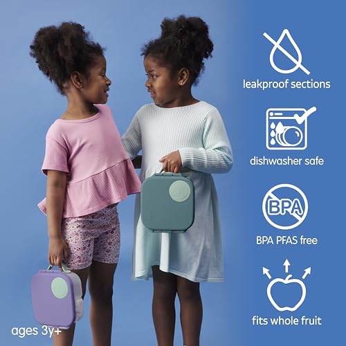 Image of b.box Mini Lunch Box Kids | 4.25 Cup Leak Proof Bento Box for Kids Ages 3+ | 3 Compartment Snack Containers, School Lunch Container, Dishwasher Safe, BPA-Free, PFAS-Free - Lilac Pop