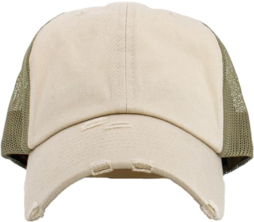 Image of KBETHOS Vintage Washed Distressed Cotton Dad Hat Baseball Cap Adjustable Polo Trucker Unisex Style Headwear