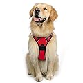rabbitgoo Dog Harness Large Dog No Pull Pet Harness with 2 Leash Clips, Adjustable Soft Padded Pet Vest Harness, Reflective No-Choke with Easy Control Handle for Training or Walking, Red, L