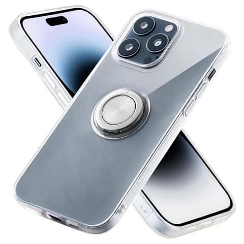 SXTDDSP Crystal Clear Case for iPhone 15 Plus with Ring Holder Magnetic Kickstand Anti Yellowing Military Grade Drop Protection Bumper Cover Case Transparent Cover