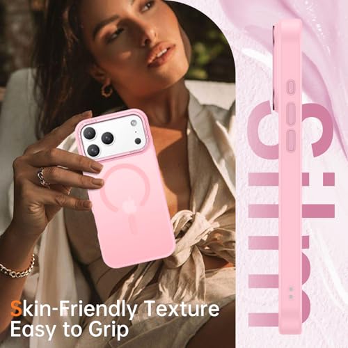 YINLAI Magnetic for iPhone 17 Pro Max Case, Slim Fit 17 Pro Max Case [Compatible with Magsafe] Women Men Classic Translucent Matte Anti-Fingerprint Shockproof Protective Phone Case 6.9", Tender Pink by YINLAI - Image 6