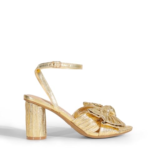 DREAM PAIRS Women's Bow Knot Heeled Sandals Low Chunky Heels Open Toe Ankle Strap Slingback Dress Shoes for Wedding Bridal Party4