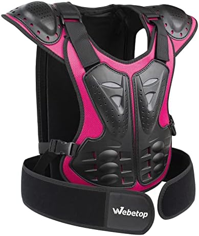 Webetop Kids Dirt Bike Gear-Gifts for Her Girl Women Pink Youth Chest Protector Motocross for ATV MTB 4 Wheeler Black/Pink L