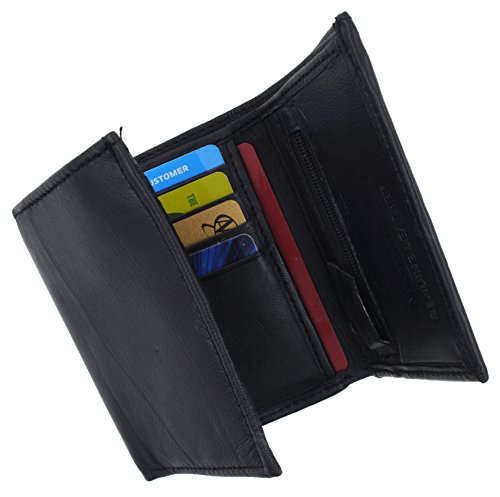 Lambskin Leather Men's Trifold Outside ID Credit Card Holder W/Zipper Pocket Wallet4