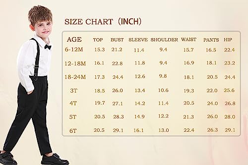 SALNIER Toddler Dress Suit Baby Boys Clothes Sets Bowtie Shirts + Suspenders Pants 3pcs Gentleman Outfits Suits 6 Month - 6 Years (Blue005 3T)