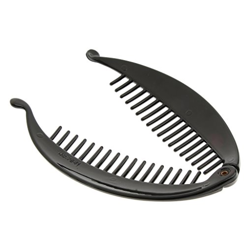 Presilha de cabelo estilo banana feminina com pente - Preta