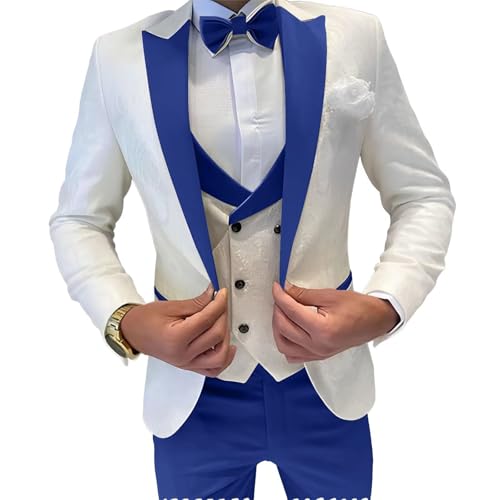 Men’s Jacquard Suit 3 Piece Slim Fit Mens Double Breasted Formal Prom Tuxedo Suit Set for Wedding Dinner3