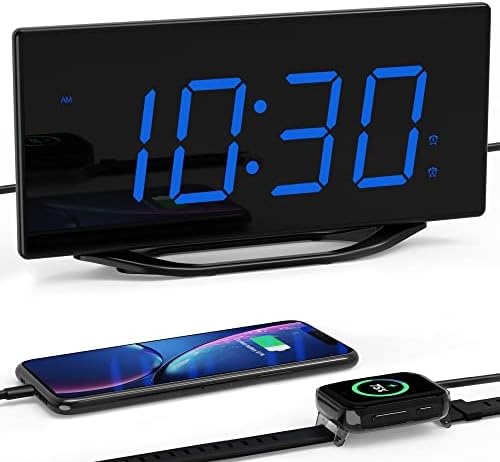Loud Digital Alarm Clock for Bedroom,Bedside Dual Alarm Clock for Heavy Sleepers Adult Teen with USB Charger,Desk Clock with 8.7"Large LED Display,Battery Backup,7-Level Brightness&Volume,Snooze,DST