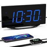 Loud Digital Alarm Clock for Bedroom,Bedside Dual Alarm Clock for Heavy Sleepers Adult Teen with USB