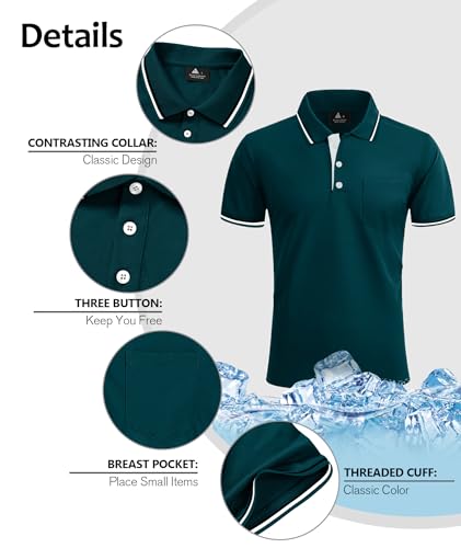 Image of ZITY Men Polo Shirts Short Sleeve with Pocket Golf Polo Wicking Shirts for Men Casual Collared T-Shirts