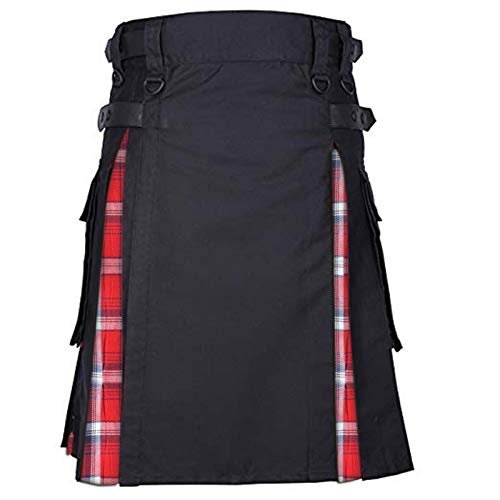Falda gótica Escocesa Vintage para Hombre, Faldas de Bolsillo Kendo a la...