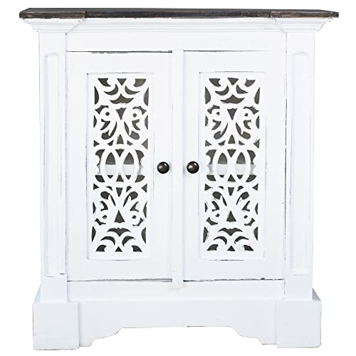 Sunset-Trading-Cottage-Solid-Wood-Accent-Two-Doors-with-Storage-Distressed-WhiteDriftwood-Brown-Fully-Assembled-Cabinet-Whitewash-Raftwood Sunset Trading Cottage Solid Wood Accent Two Doors with Storage Distressed WhiteDriftwood Brown Fully Assembled Cabinet Whitewash Raftwood