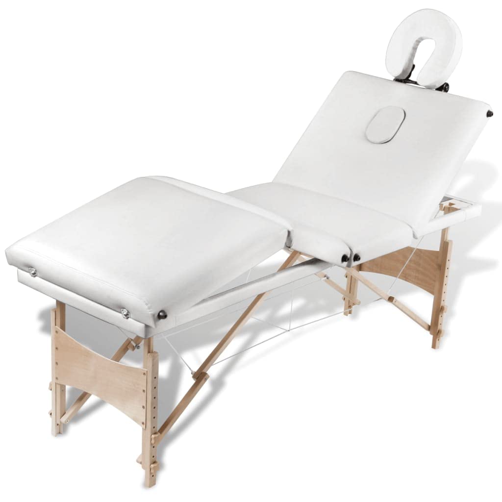 Klappbare Massageliege mit Holzgestell 4-Zonen höhenverstellbar Tragbar für Spa Wellness Studio Kosmetik Tattoo Einsatz in Praxis und Praxisumfeld