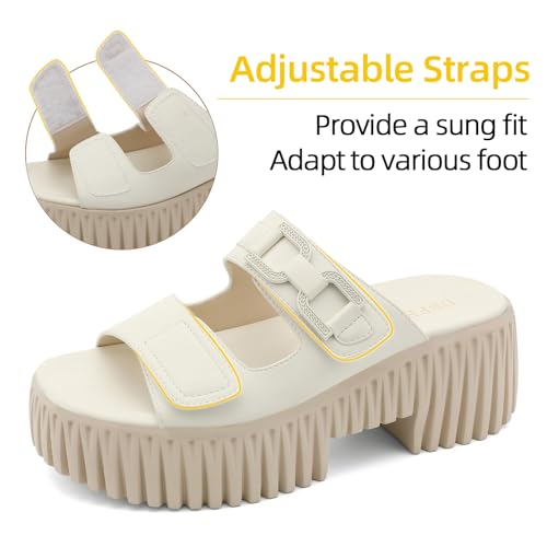 Image of UBFEN Womens Chunky Wedge Platform Sandals Adjustable Double-Strap Square | Toed Open-Toe Style Suitable for Outdoor Casual Wear