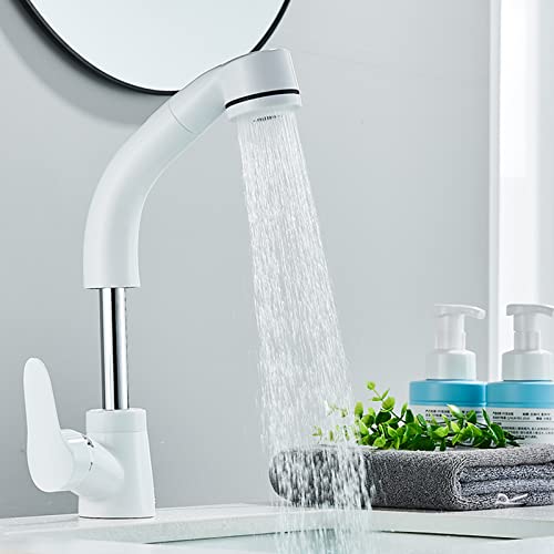 Robinet de comptoir rétractable avec douchette 2 modes pour vasque