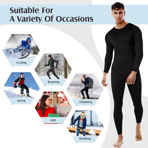 Patelai 3 Sets Men'S Thermal Underwear Long Johns Base Layer With Fleece Lined For Winter Cold Weather thumb #6
