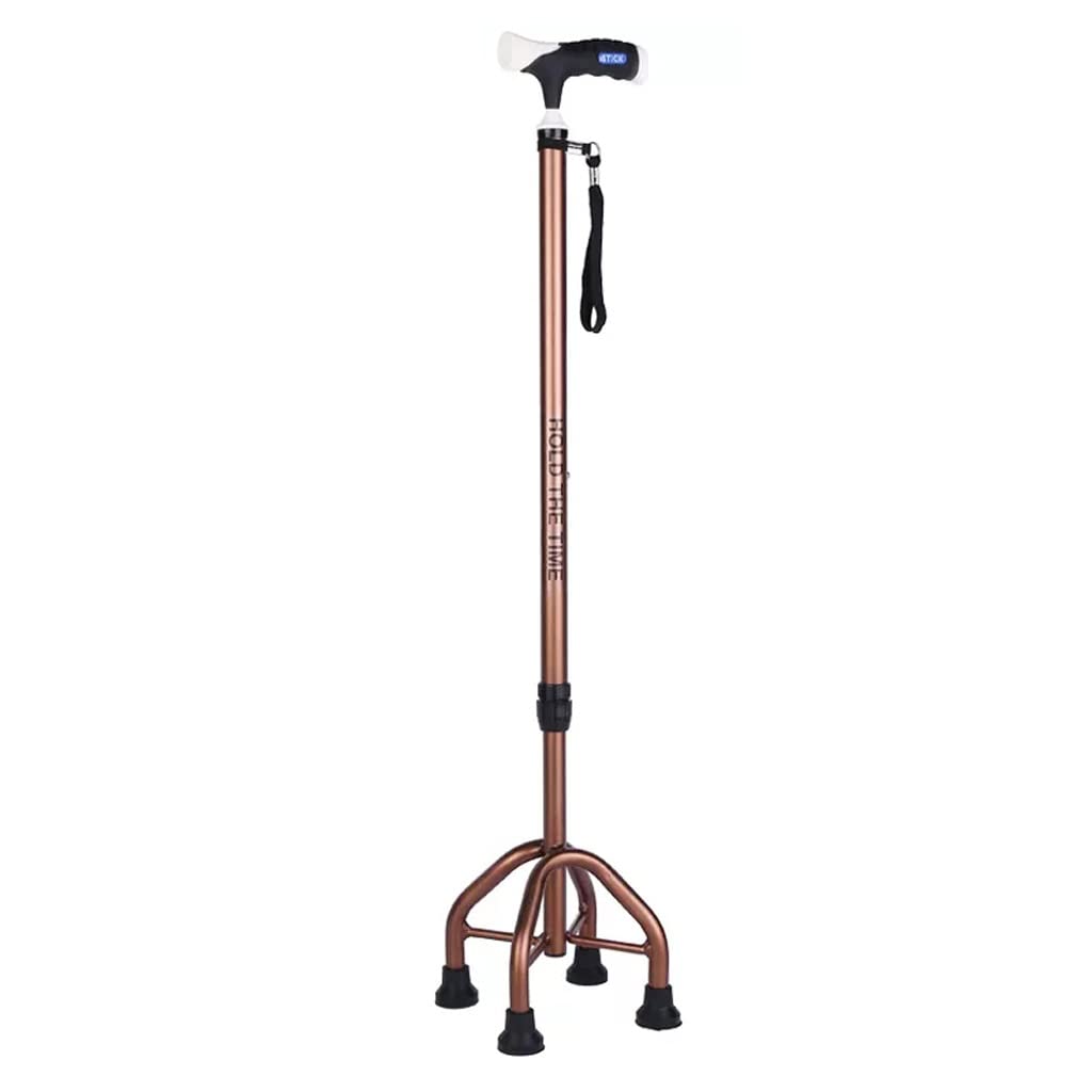 GCX- Bastón for Ancianos, bastón de Cuatro Patas y muletas de Garra, Antideslizante, bastón Ligero, bastón único Firma (Color : Brown)