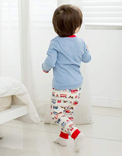 Image of VAENAIT BABY 12Months-12Years Toddler Kids Junior Boys Car Train Fireman Snug fit Sleepwear Pjs Set