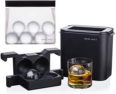 Premium Clear Ice Ball Maker Mold - Whiskey Ice Ball Maker Large 2.4 Inch - Crystal Clear Ice Maker Sphere - Sphere Ice Mold Maker with Storage Bag - Clear Ice Mold for Clear Sphere Ball Ice Maker