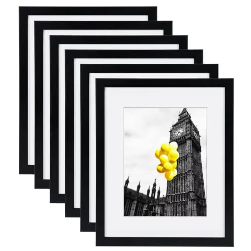 BSRHOME 12x16 Picture Frames Set of 6 with Plexiglass, Display Pictures 8.5x11 with Mat or 12x16 Without Mat for Wall Mounting，Black