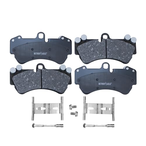 Image of Detroit Axle - Front Brake Pads for 2004-2008 2013 Touareg, 2003-2006 2008-2010 Porsche Cayenne, Ceramic Brake Pads w /Hardware 2005 Replacement