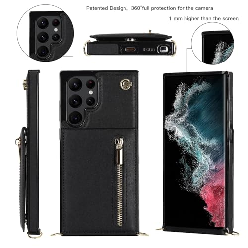 Étui compatible Samsung S23 avec fermeture éclair et sangle rose - 3