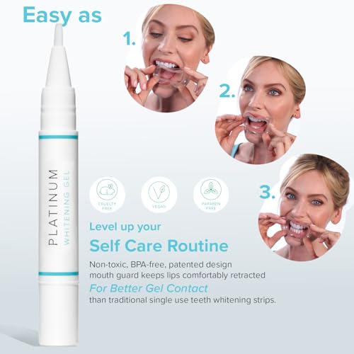 Image of intelliWHITE Platinum Teeth Whitening Pen Kit with Mouth Guard, 14% Hydrogen Peroxide Whitening Treatment, Removes Stains, Safe for Veneers Crowns & Caps, Dentist Formulated, Made in USA