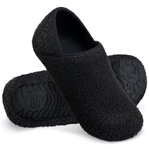 Image of WateLves Womens & Mens Lightweight Cozy Faux Furry House Slippers - Rubber Sole Slip On Sock Shoes - Foldable Travel Slippers - Indoor & Outdoor