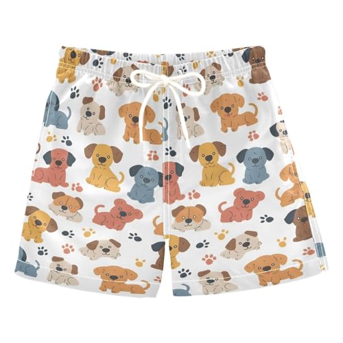 ALAZA Dog Paw Print Puppy Boys Quick Dry Beach Board Shorts Kids Swim Trunks Bathing Suit Swimsuit 3T Multicolor