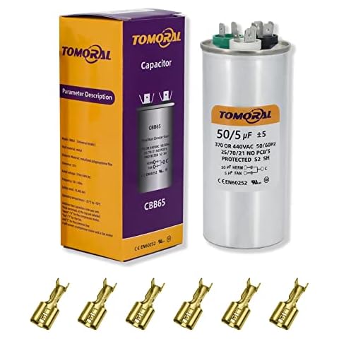 50/5 uF Capacitor for AC, 50+5 MFD ±5% 370V/440V CBB65 Dual Run Circular Start Capacitor for AC Motor Run or Fan Start or Condenser Straight Cover