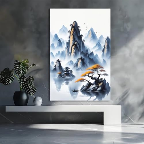 Affiches Misty Mountain Pine Lake pour créer un salon zen et élégant