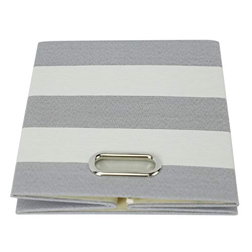 Posprica 3X Thicker Storage Bins Storage Cubes,11×11 Collapsible Storage Boxes Containers Organizer Baskets for Nursery,Office,Closet,Shelf - 4pcs, Grey-white Striped