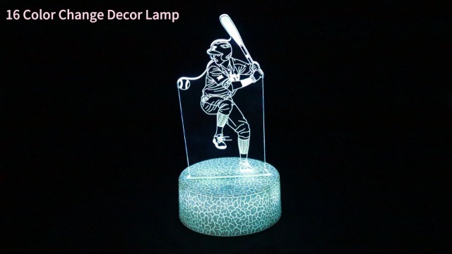 SHWKMOPPE 3D Baseball Night Light Gifts for Kids,16 Color Change Decor Bedside Lamp with Remote and Smart Touch, Gifts for Christmas Birthday Boys Men Girls
