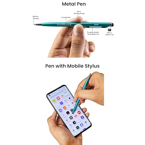 Image of AICA Personalized Name & Charm Magnetic Stick Leather (Dark Green) Diary A5 Size 180 Pages & Roller Pen | Customized Corporate Gift for Men Women | Diwali Gifts for Family and Friends | Diwali Gift