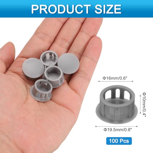 Image of uxcell 100pcs Nylon Plastic Hole Plugs, 3 /5 inch(16mm) Round Drill Screw Hole Plugs Covers Knockout Locking Plastic Plugs Insert End Caps for Kitchen Cabinet Furniture, Deep Grey